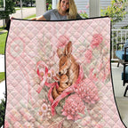 Breast Cancer Awareness Quilt Mother Kangaroo And Ribbon Hope