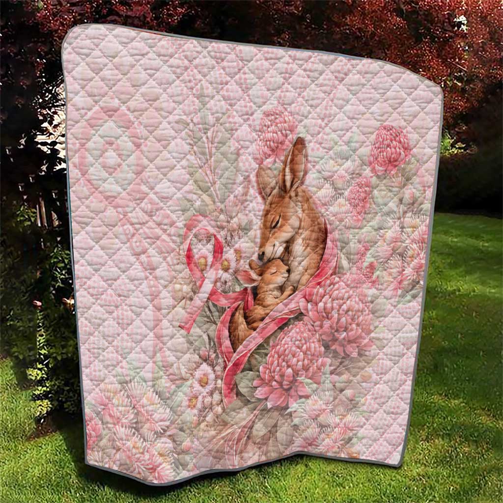 Breast Cancer Awareness Quilt Mother Kangaroo And Ribbon Hope