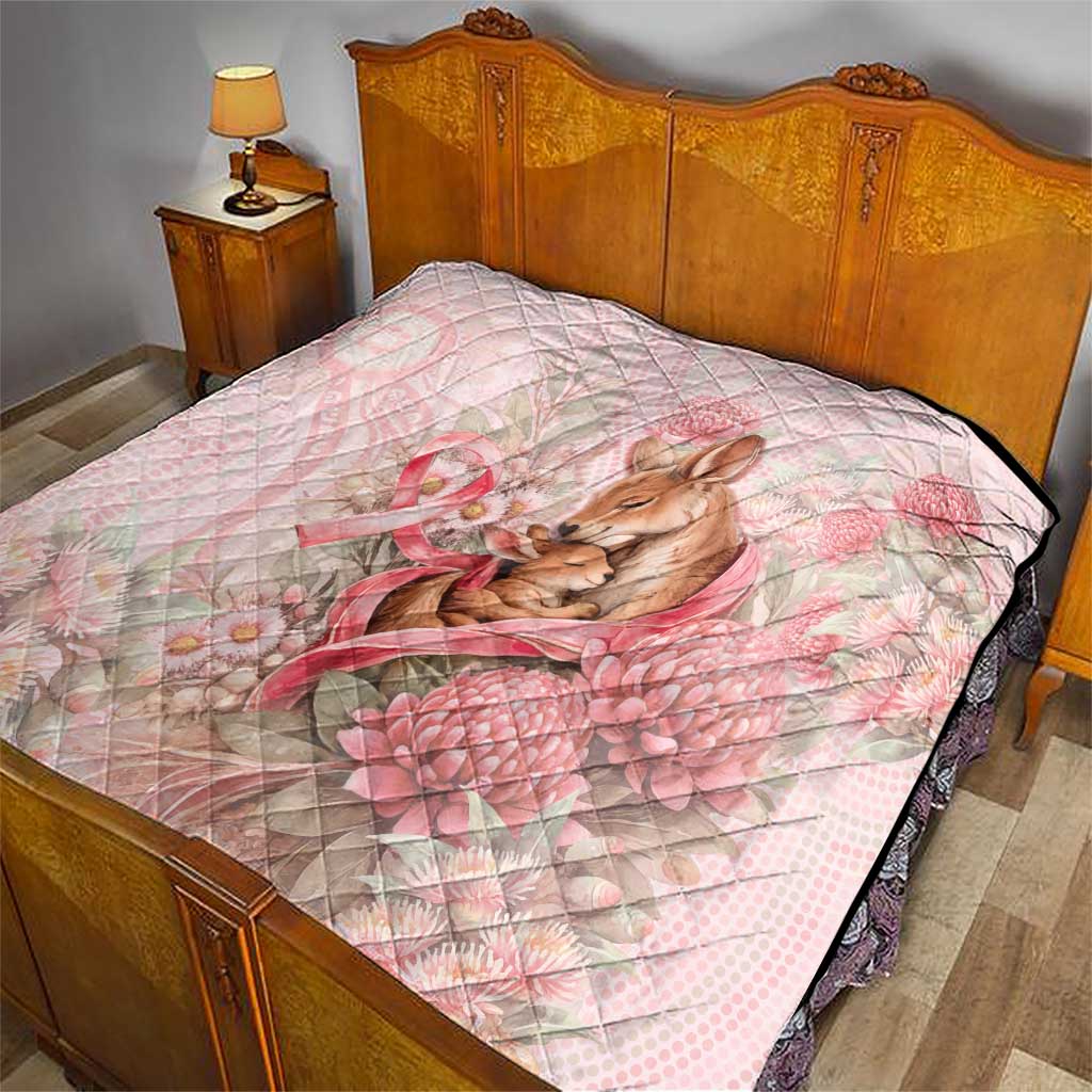 Breast Cancer Awareness Quilt Mother Kangaroo And Ribbon Hope