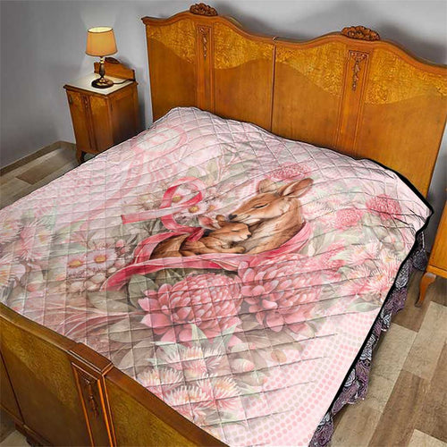 Breast Cancer Awareness Quilt Mother Kangaroo And Ribbon Hope