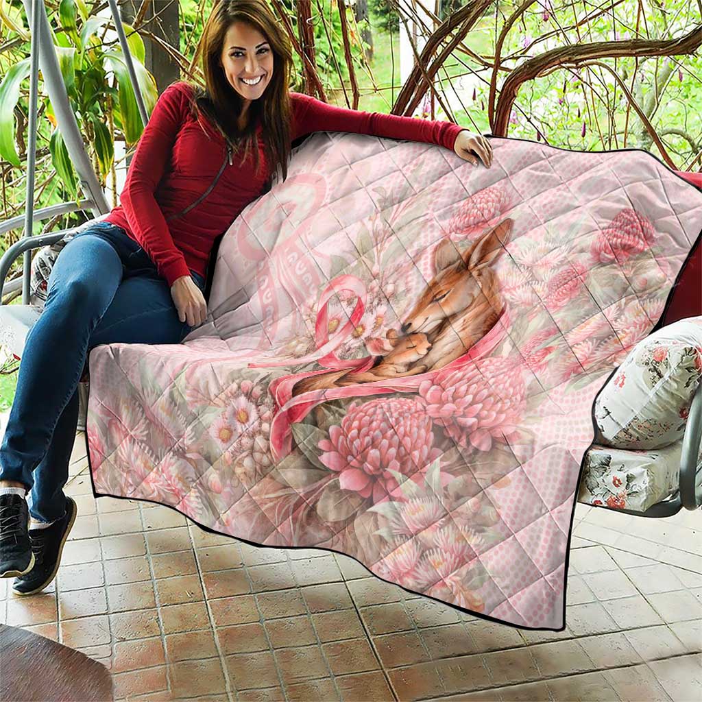Breast Cancer Awareness Quilt Mother Kangaroo And Ribbon Hope