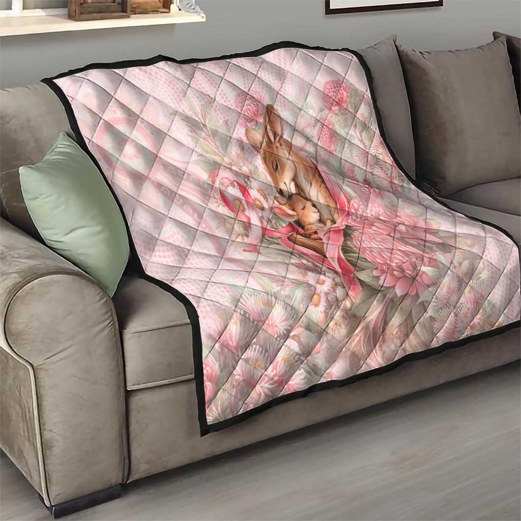 Breast Cancer Awareness Quilt Mother Kangaroo And Ribbon Hope