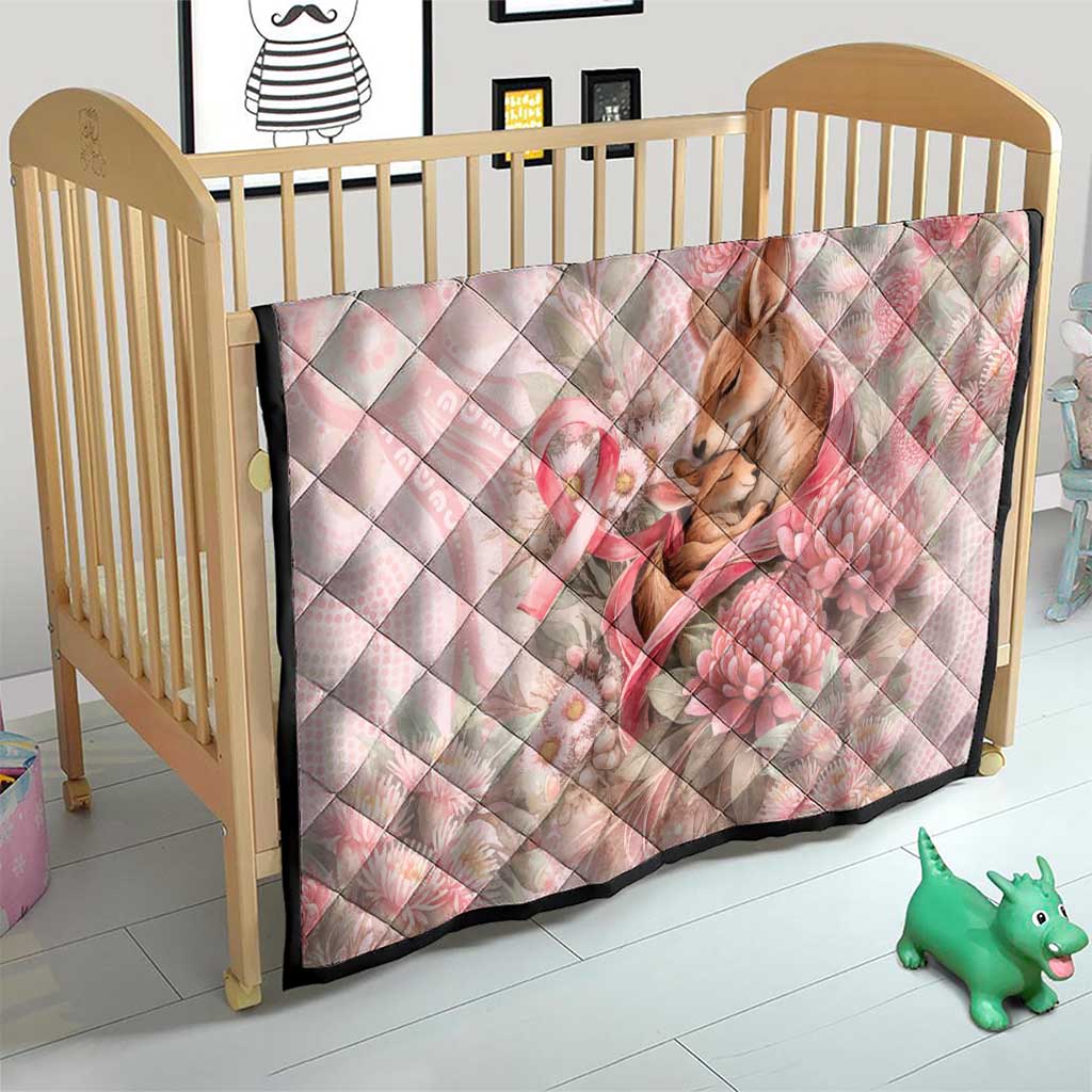 Breast Cancer Awareness Quilt Mother Kangaroo And Ribbon Hope