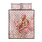 Breast Cancer Awareness Quilt Bed Set Mother Kangaroo And Ribbon Hope