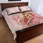 Breast Cancer Awareness Quilt Bed Set Mother Kangaroo And Ribbon Hope
