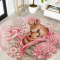 Breast Cancer Awareness Round Carpet Mother Kangaroo And Ribbon Hope