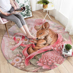 Breast Cancer Awareness Round Carpet Mother Kangaroo And Ribbon Hope