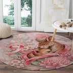 Breast Cancer Awareness Round Carpet Mother Kangaroo And Ribbon Hope