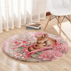 Breast Cancer Awareness Round Carpet Mother Kangaroo And Ribbon Hope