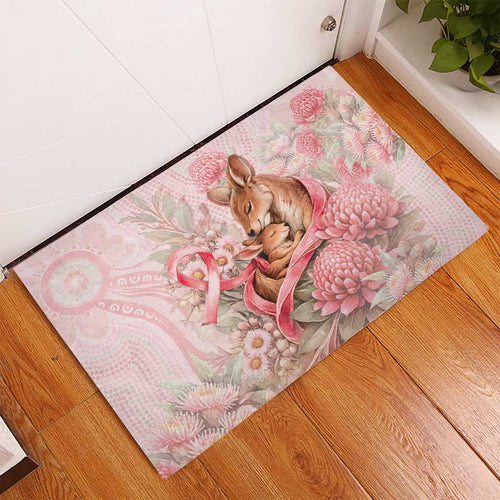 Breast Cancer Awareness Rubber Doormat Mother Kangaroo And Ribbon Hope