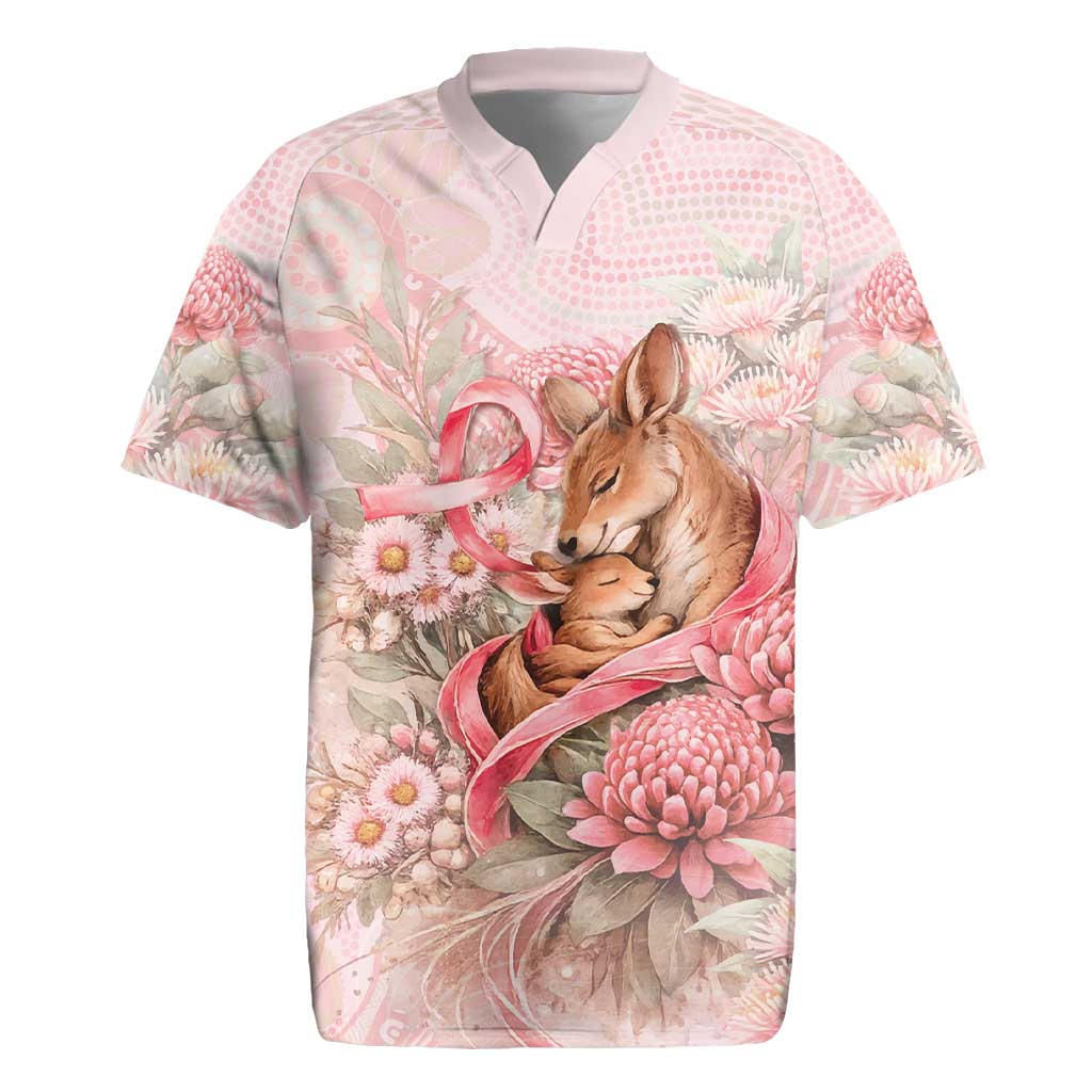 Personalised Breast Cancer Awareness Rugby Jersey Mother Kangaroo And Ribbon Hope