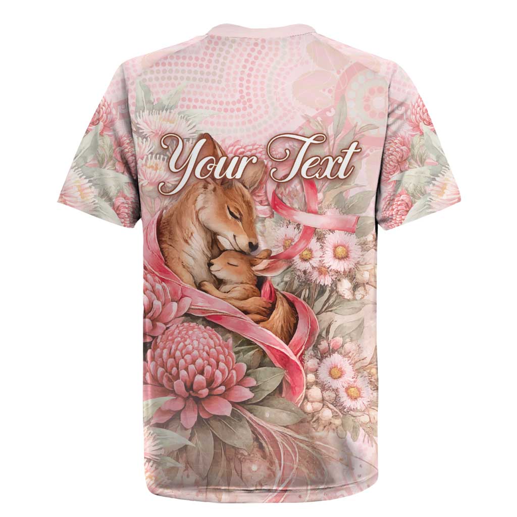 Personalised Breast Cancer Awareness Rugby Jersey Mother Kangaroo And Ribbon Hope