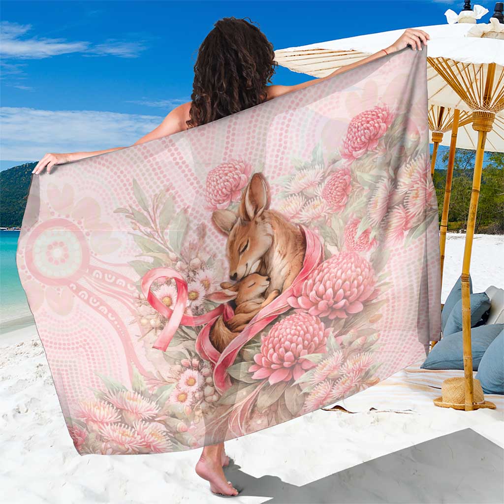 Breast Cancer Awareness Sarong Mother Kangaroo And Ribbon Hope