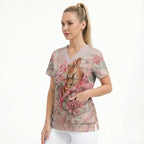 Personalised Breast Cancer Awareness Scrub Top Mother Kangaroo And Ribbon Hope