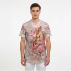 Personalised Breast Cancer Awareness Scrub Top Mother Kangaroo And Ribbon Hope
