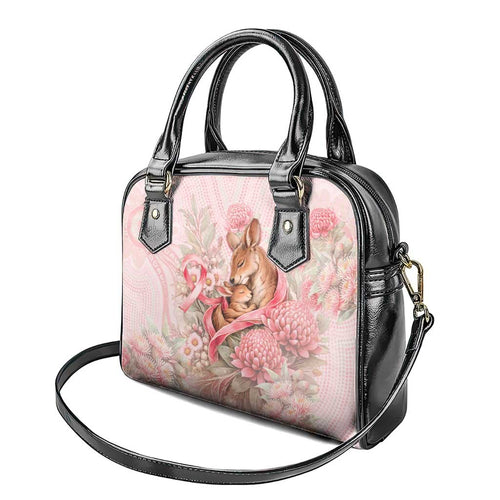 Breast Cancer Awareness Shoulder Handbag Mother Kangaroo And Ribbon Hope