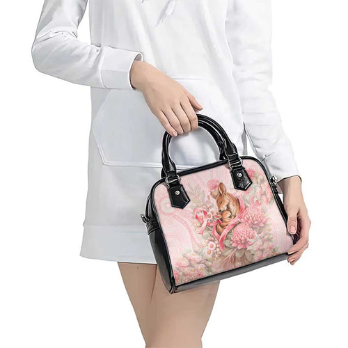 Breast Cancer Awareness Shoulder Handbag Mother Kangaroo And Ribbon Hope