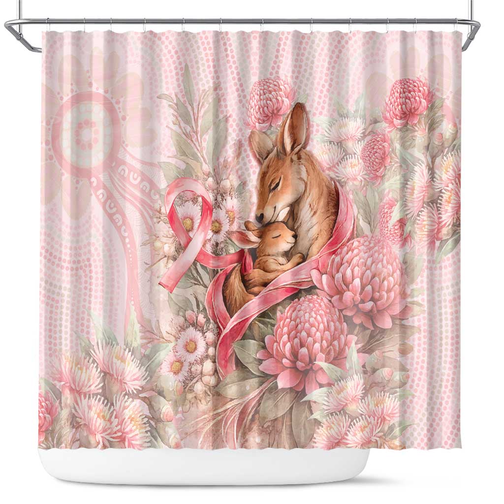 Breast Cancer Awareness Shower Curtain Mother Kangaroo And Ribbon Hope