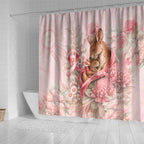 Breast Cancer Awareness Shower Curtain Mother Kangaroo And Ribbon Hope