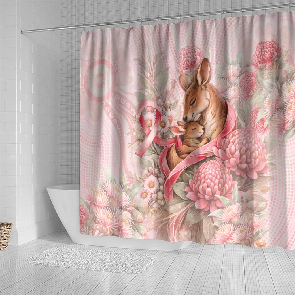 Breast Cancer Awareness Shower Curtain Mother Kangaroo And Ribbon Hope