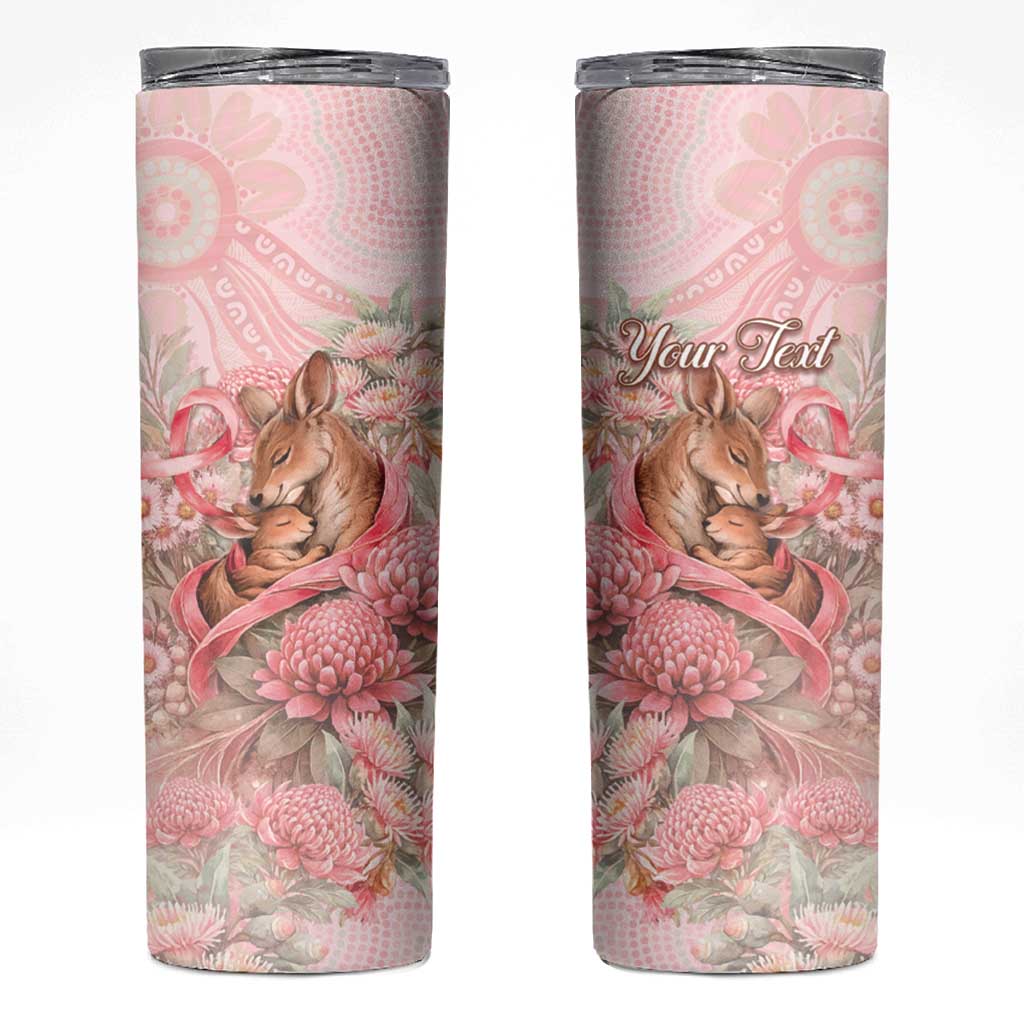 Personalised Breast Cancer Awareness Skinny Tumbler Mother Kangaroo And Ribbon Hope