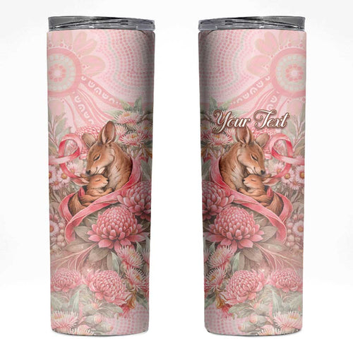 Personalised Breast Cancer Awareness Skinny Tumbler Mother Kangaroo And Ribbon Hope