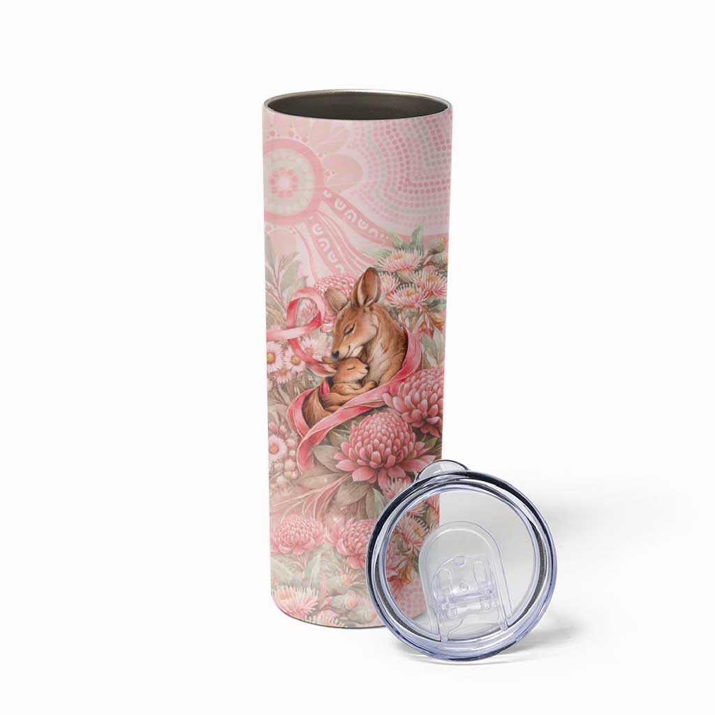 Personalised Breast Cancer Awareness Skinny Tumbler Mother Kangaroo And Ribbon Hope