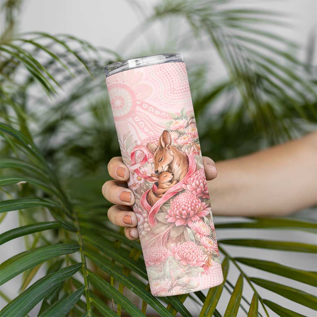 Personalised Breast Cancer Awareness Skinny Tumbler Mother Kangaroo And Ribbon Hope