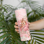 Personalised Breast Cancer Awareness Skinny Tumbler Mother Kangaroo And Ribbon Hope