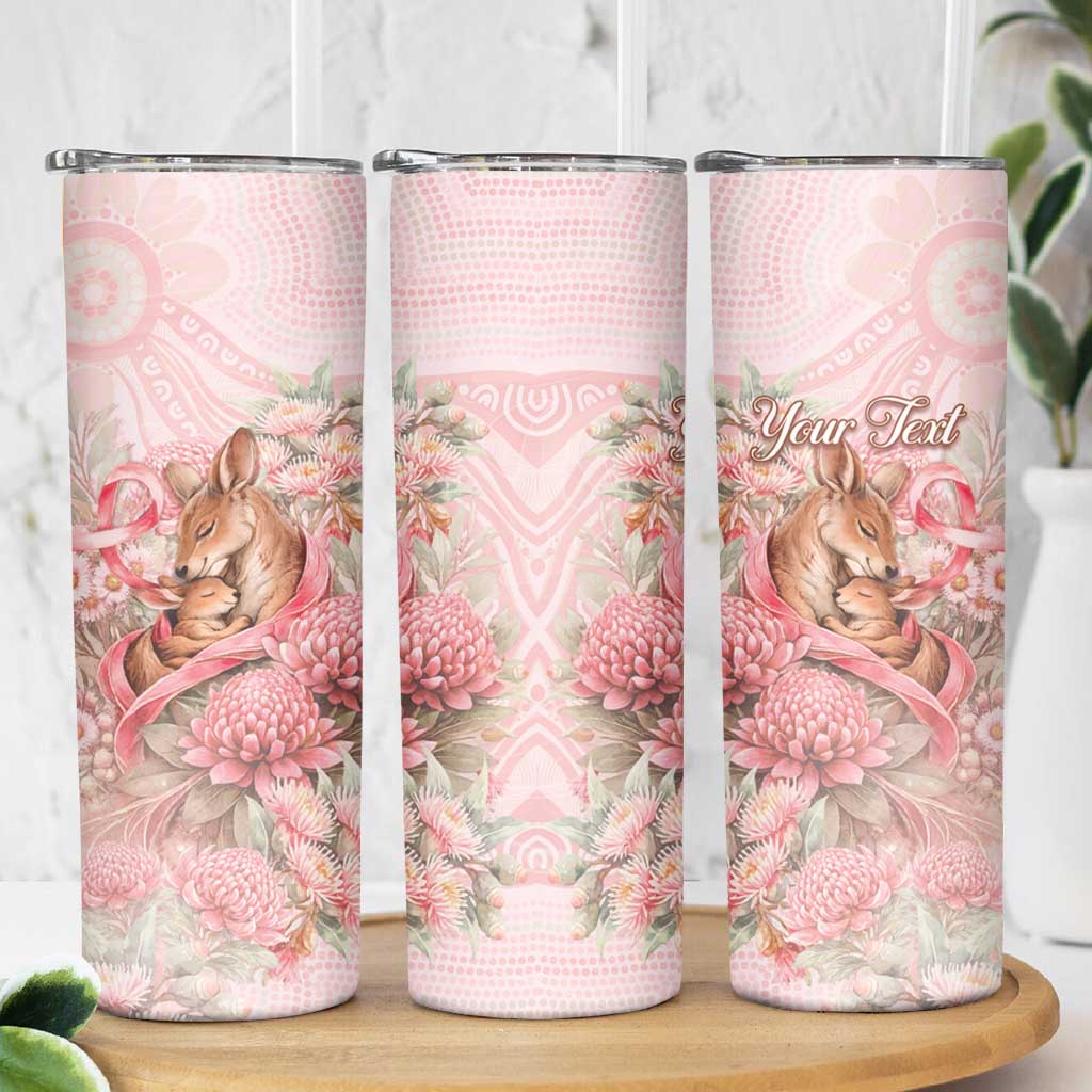 Personalised Breast Cancer Awareness Skinny Tumbler Mother Kangaroo And Ribbon Hope