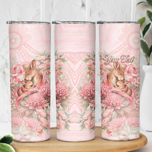 Personalised Breast Cancer Awareness Skinny Tumbler Mother Kangaroo And Ribbon Hope