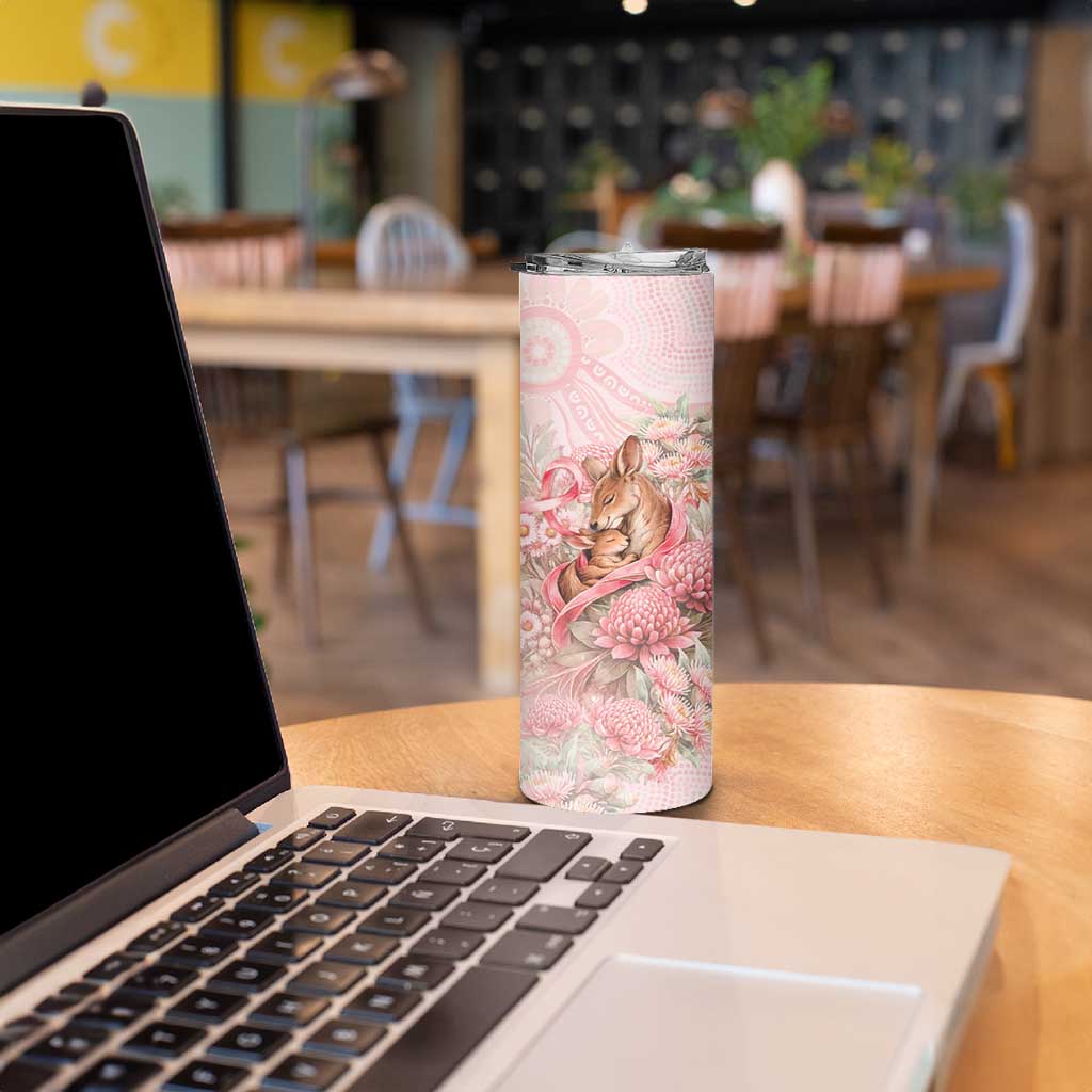 Personalised Breast Cancer Awareness Skinny Tumbler Mother Kangaroo And Ribbon Hope