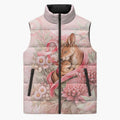 Personalised Breast Cancer Awareness Sleeveless Puffer Jacket Mother Kangaroo And Ribbon Hope
