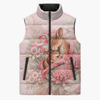 Personalised Breast Cancer Awareness Sleeveless Puffer Jacket Mother Kangaroo And Ribbon Hope