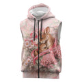Personalised Breast Cancer Awareness Sleeveless Zip Hoodie Mother Kangaroo And Ribbon Hope