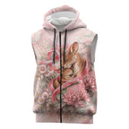 Personalised Breast Cancer Awareness Sleeveless Zip Hoodie Mother Kangaroo And Ribbon Hope