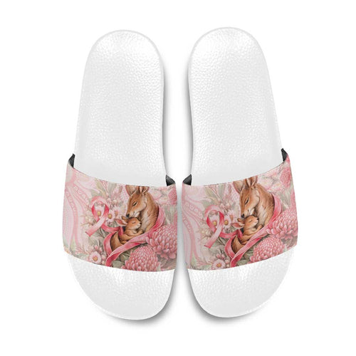 Breast Cancer Awareness Slide Sandals Mother Kangaroo And Ribbon Hope