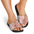Breast Cancer Awareness Slide Sandals Mother Kangaroo And Ribbon Hope
