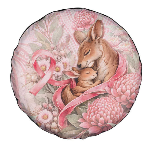 Breast Cancer Awareness Spare Tire Cover Mother Kangaroo And Ribbon Hope