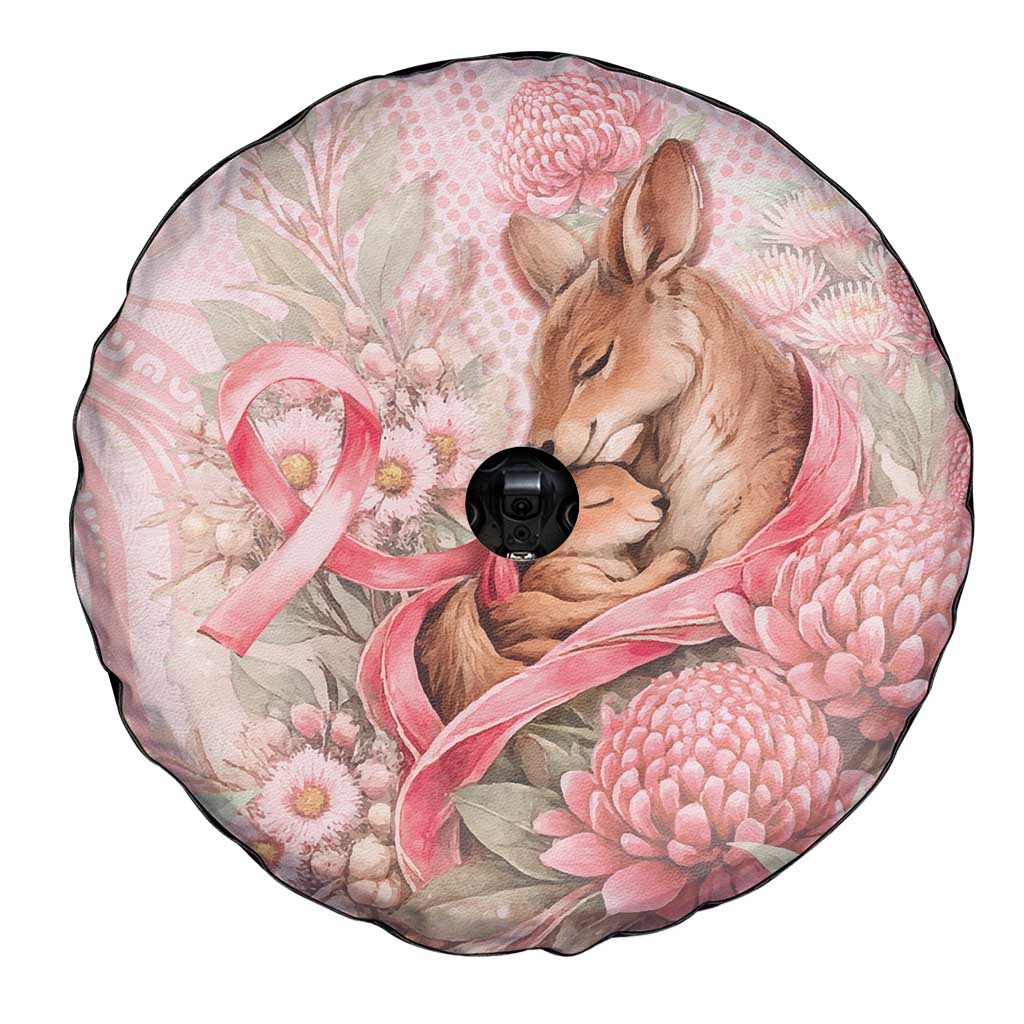Breast Cancer Awareness Spare Tire Cover Mother Kangaroo And Ribbon Hope