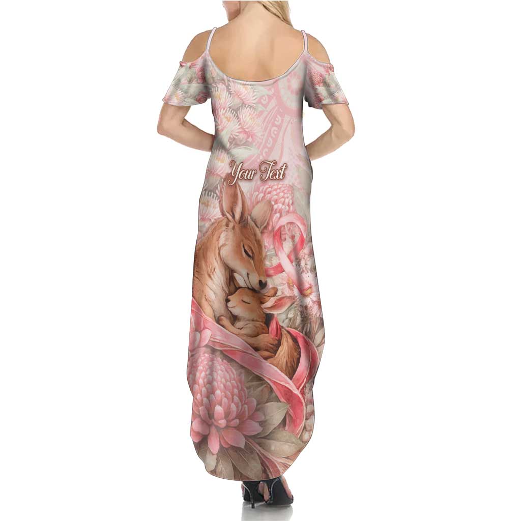 Personalised Breast Cancer Awareness Summer Maxi Dress Mother Kangaroo And Ribbon Hope