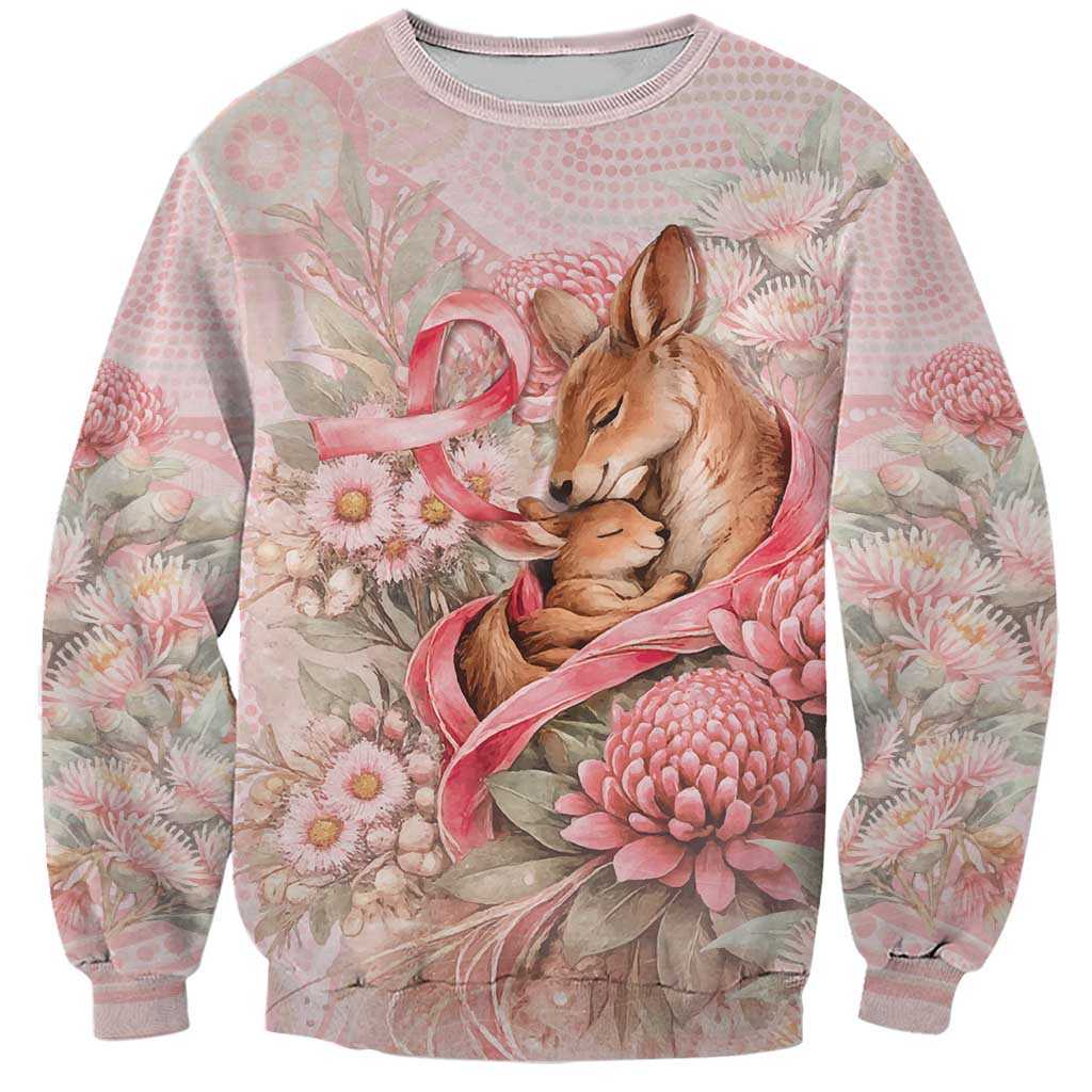 Personalised Breast Cancer Awareness Sweatshirt Mother Kangaroo And Ribbon Hope