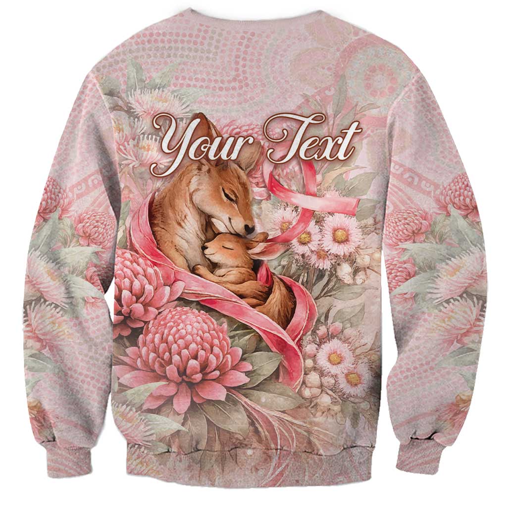 Personalised Breast Cancer Awareness Sweatshirt Mother Kangaroo And Ribbon Hope