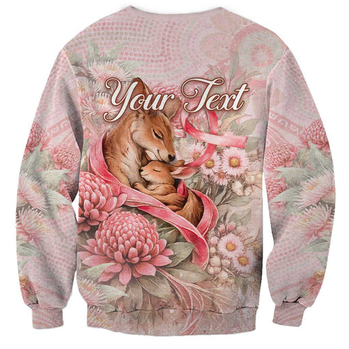 Personalised Breast Cancer Awareness Sweatshirt Mother Kangaroo And Ribbon Hope