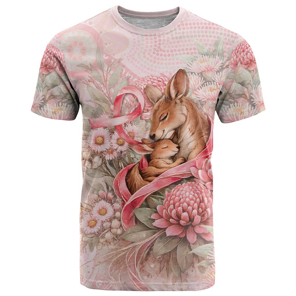 Personalised Breast Cancer Awareness T Shirt Mother Kangaroo And Ribbon Hope