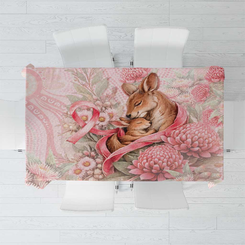Breast Cancer Awareness Tablecloth Mother Kangaroo And Ribbon Hope