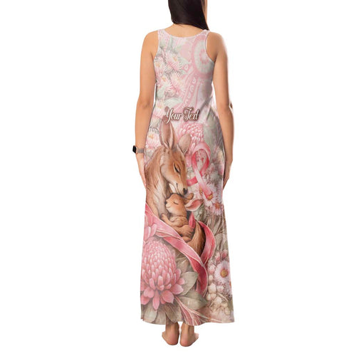 Personalised Breast Cancer Awareness Tank Maxi Dress Mother Kangaroo And Ribbon Hope