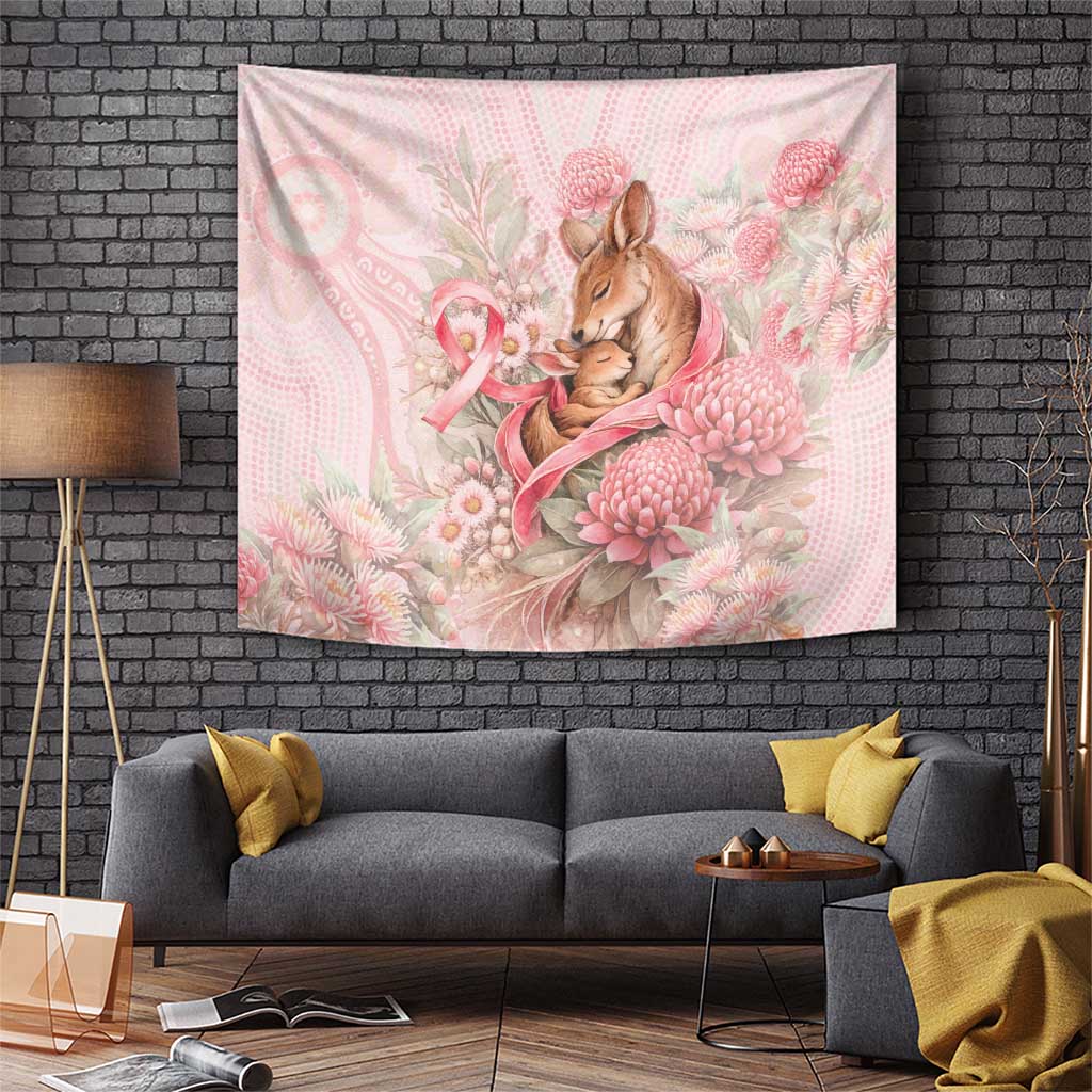Breast Cancer Awareness Tapestry Mother Kangaroo And Ribbon Hope
