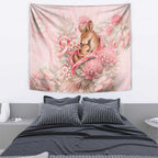Breast Cancer Awareness Tapestry Mother Kangaroo And Ribbon Hope