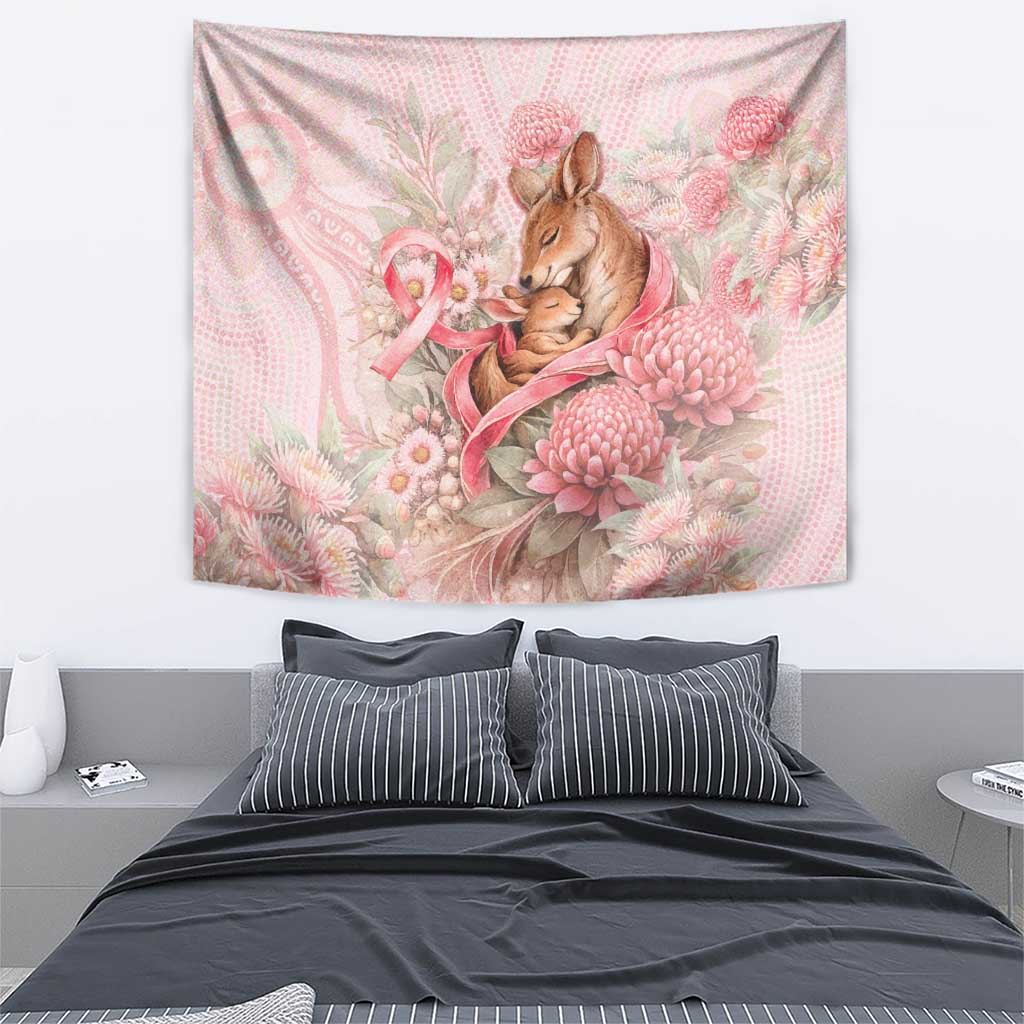 Breast Cancer Awareness Tapestry Mother Kangaroo And Ribbon Hope